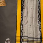 Dhaniakhali – Grey Yellow Pure Cotton Handloom Saree