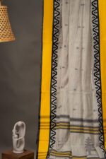 Dhaniakhali – Grey Yellow Pure Cotton Handloom Saree