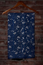 Bolpur – Blue Floral and Vine Motif Khesh Cotton Kantha Saree - Image 2