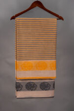 Dhaniakhali – Yellow Black Border Pure Cotton Handloom Saree - Image 2