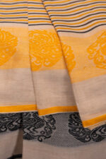 Dhaniakhali – Yellow Black Border Pure Cotton Handloom Saree - Image 3