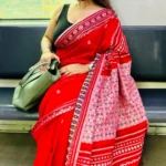 Phulia – Red Pure Khadi Cotton Handloom Saree