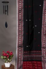 Phulia – Red and Black Pure Khadi Cotton Handloom Saree - Image 2