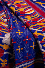 Bolpur – Wild Flower Royal Blue Blended Silk Kantha Saree - Image 4