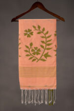 Phulia – Peach Pure Cotton Handloom Jamdani Saree - Image 2