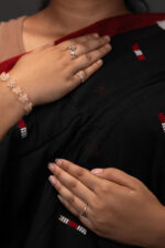 Phulia – Black Modern Pure Khadi Cotton Handloom Saree - Image 4