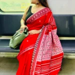 Phulia – Red Pure Khadi Cotton Handloom Saree