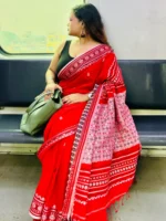 Phulia – Red Pure Khadi Cotton Handloom Saree