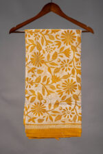 Bolpur – Mustard Yellow Floral Pure Gachi Tussar Reverse Kantha Saree - Image 3