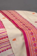 Phulia – Pink and Orange Hearts Pure Khadi Cotton Handloom Saree - Image 3