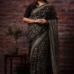 Bolpur – Black Warli Art Pure Bangalore Silk Kantha Saree