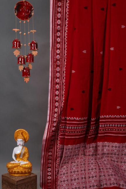 Phulia – Red Pure Khadi Cotton Handloom Saree