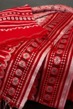Phulia – Red Pure Khadi Cotton Handloom Saree - Image 3