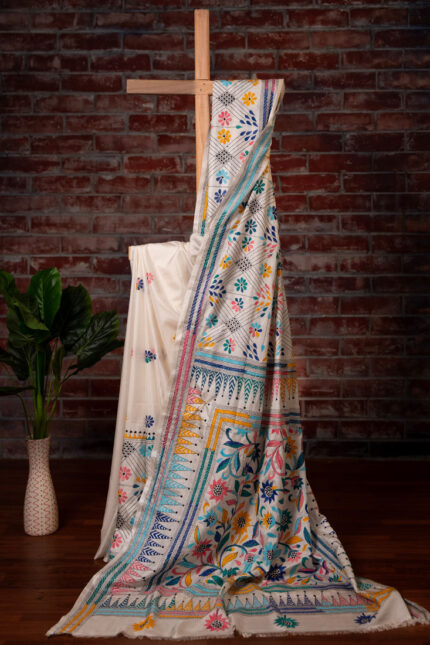 Bolpur – Multicolour Floral Blended Silk Kantha Saree