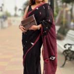 Phulia – Black Modern Pure Khadi Cotton Handloom Saree