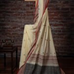 Phulia – Red and Black Hearts Pure Khadi Cotton Handloom Saree