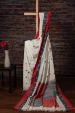 Dhaniakhali – Red and Black Polka Dot Pure Cotton Handloom Saree - Image 2