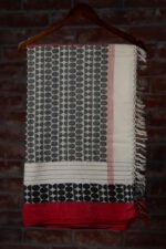 Dhaniakhali – Red and Black Polka Dot Pure Cotton Handloom Saree - Image 3