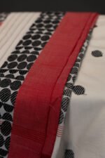 Dhaniakhali – Red and Black Polka Dot Pure Cotton Handloom Saree - Image 4