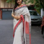 Dhaniakhali – Red and Black Polka Dot Pure Cotton Handloom Saree