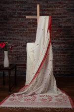 Phulia – Red and White Floral Pure Cotton Handloom Jamdani Saree