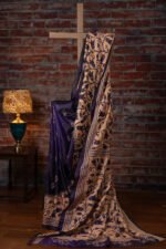 Bolpur – Purple Floral Blended Silk Collage Kantha Saree - Image 2