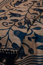 Bolpur – Prussian Blue Floral Blended Silk Collage Kantha Saree - Image 4