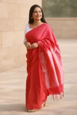 Phulia – Raspberry Pink Handwoven Saree with Lustrous Metallic Highlights