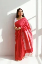 Phulia – Raspberry Pink Handwoven Saree with Lustrous Metallic Highlights