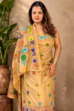Bolpur – Hand-Stitched Multicolor Floral Motif Nakshi Kantha Saree
