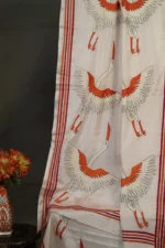 Bolpur – Hand-Stitched Light Pink Stork Motif Nakshi Kantha Saree