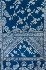 Bolpur – Hand-Stitched Electric Blue Floral Motif Nakshi Kantha Saree - Image 4