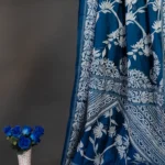Bolpur – Hand-Stitched Electric Blue Floral Motif Nakshi Kantha Saree