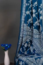Bolpur – Hand-Stitched Electric Blue Floral Motif Nakshi Kantha Saree