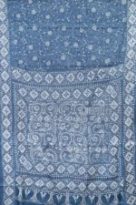 Bolpur – Hand-Stitched Dark Blue Gachi Tussar Nakshi Kantha Saree - Image 3