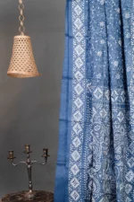Bolpur – Hand-Stitched Dark Blue Gachi Tussar Nakshi Kantha Saree