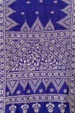 Bolpur – Hand-Stitched Navy Blue Flower Motif Nakshi Kantha Saree - Image 3