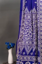 Bolpur – Hand-Stitched Navy Blue Flower Motif Nakshi Kantha Saree