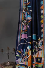 Bolpur – Hand-Stitched Navy Blue Mother-Child Nakshi Kantha Saree