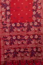 Bolpur – Hand-Stitched Red Floral Motif Nakshi Kantha Saree - Image 4