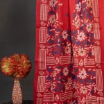 Bolpur – Hand-Stitched Red Floral Motif Nakshi Kantha Saree