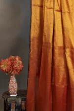 Phulia – Handwoven Burnt Orange Raga Tissue Silk Saree