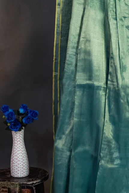 Phulia – Handwoven Apple Green Raga Tissue Silk Saree