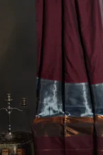 Phulia – Maroon Handloom Saree with Lustrous Metallic Highlights