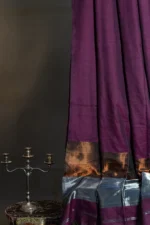 Phulia – Wine Handwoven Saree with Lustrous Metallic Highlights