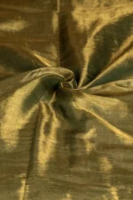 Phulia – Handwoven Olive Green Raga Tissue Silk Saree - Image 4