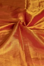 Phulia – Handwoven Burnt Orange Raga Tissue Silk Saree - Image 3