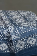 Bolpur – Hand-Stitched Dark Blue Gachi Tussar Nakshi Kantha Saree - Image 2