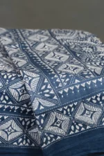 Bolpur – Hand-Stitched Dark Blue Gachi Tussar Nakshi Kantha Saree - Image 2