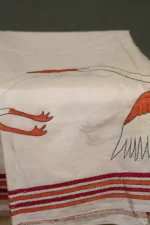 Bolpur – Hand-Stitched Light Pink Stork Motif Nakshi Kantha Saree - Image 2